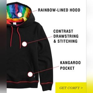 TomboyX Rainbow Lined Black Hoodie 3x